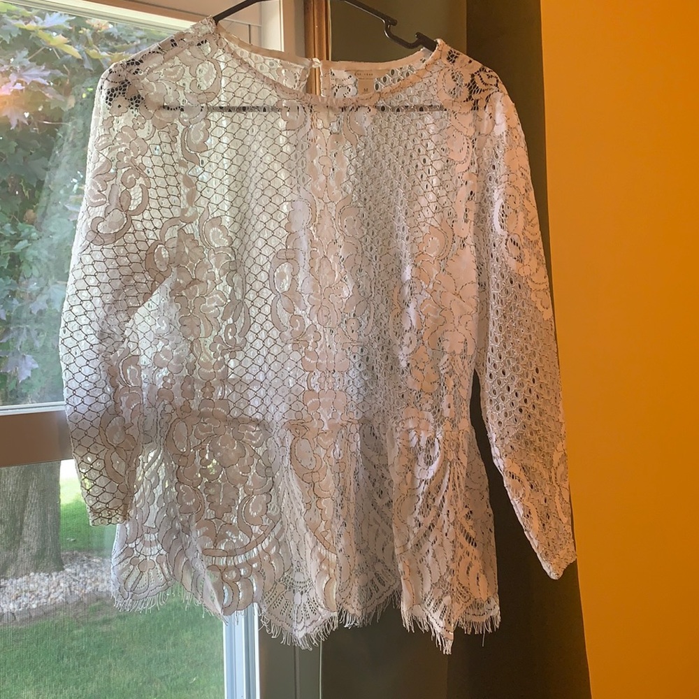 Lace white mesh top size medium